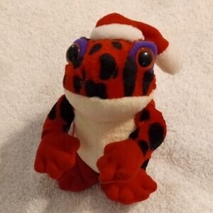 Red and Black Christmas Frog Plush